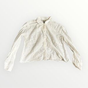 A New Day White Button Down Eyelet Shirt